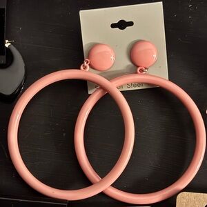Pink Hoop Drop Earrings - Women Accessories